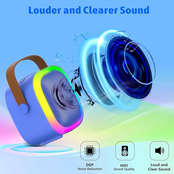 Karaoke Machine for Kids Adults, Portable Bluetooth Speaker with Wireless Microphones and LED Lights, Kids Toys Birthday for Girls and Boys Ages 4,5,6,7,8,9,10,11,12+ Years, Home Party