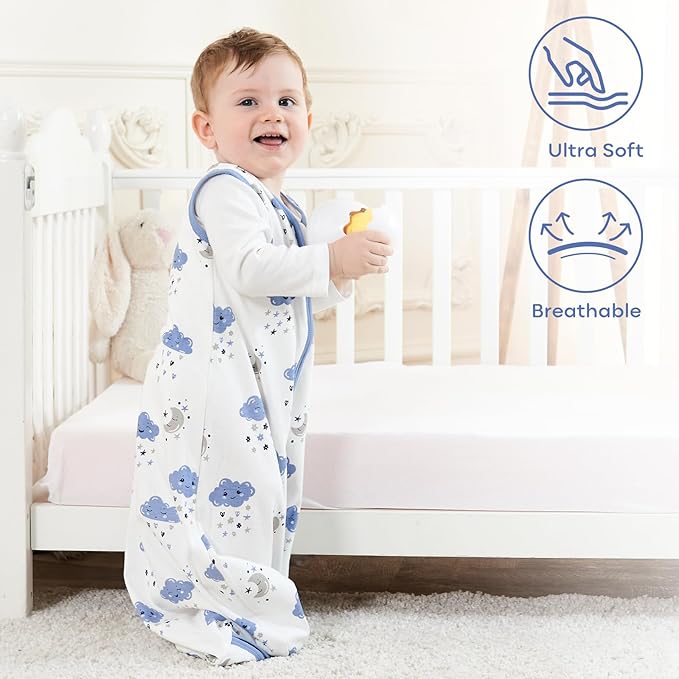 Yoofoss Baby Sleep Sack 0-6 Months Baby Wearable Blanket 100% Organic Cotton 2-Way Zipper TOG 0.5 Toddler Sleeping Sack 3, Lightweight Sleep Sacks for Babies