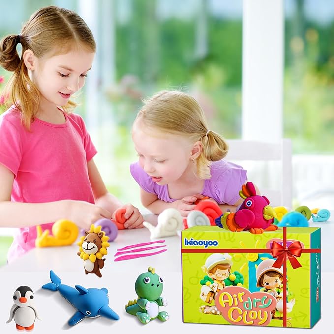 Air Dry Clay 104 Colors, Modeling Clay for Kids, DIY Model Magic Clay, Soft and Non-Sticky, Colorful Clay Starter kit with Accessories and Tools, Great Arts & Crafts Gift for Girls Boys Kids.