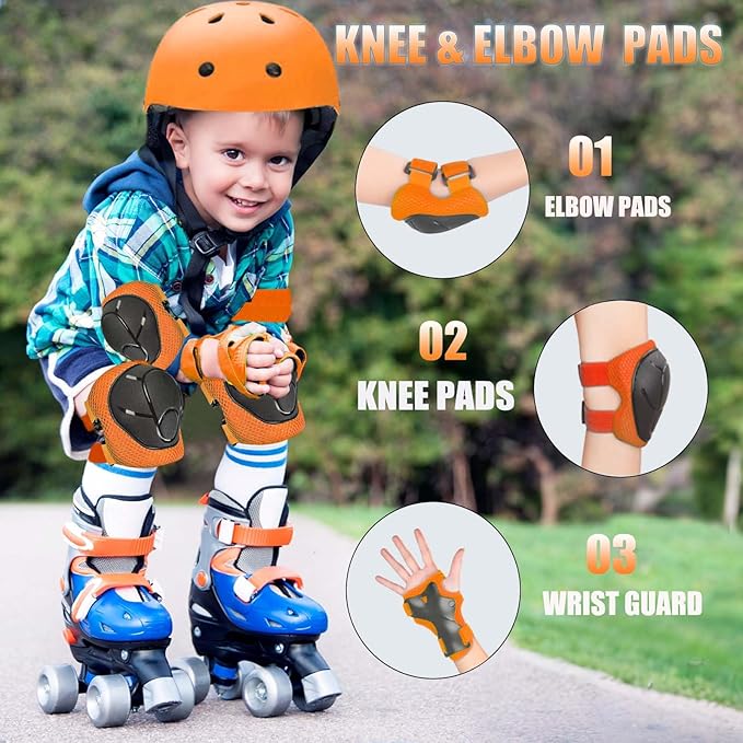 Kids Bike Helmet Set Adjustable Helmet for Ages 3-15 Kids Toddler Boys Girls Youth, Multi-Sport Bicycle Skateboarding Football Rollerskating Scooter Rollerblade Balance Bike Helmets