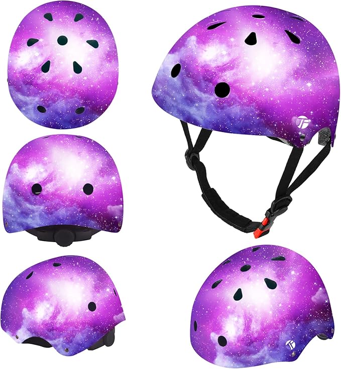 Adjustable Color Gradient Skateboard Helmet for 3-5-8-14+Ages【Toddler Kids Youth Adult】 Girls Boys Woman.Bike Helmet for Multi-Sports Cycling Bicycle Scooter Inline Roller Skate Rollerblading