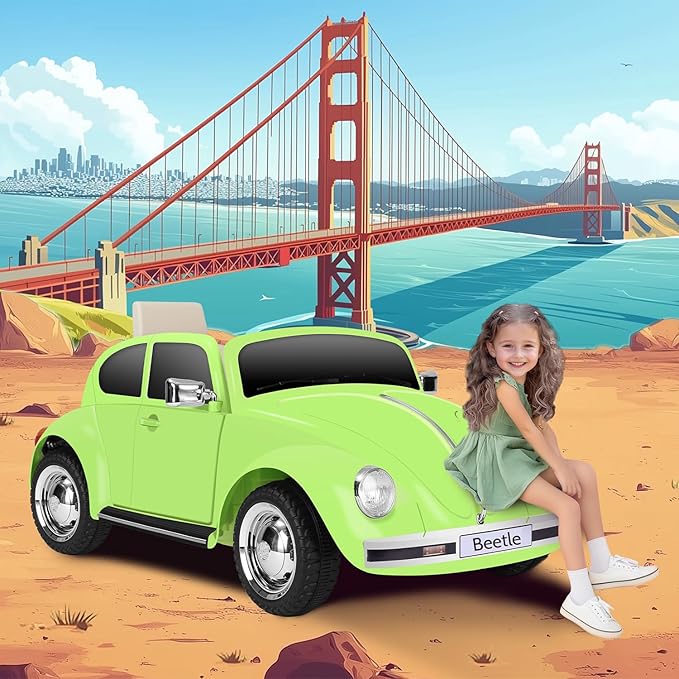 12V Kids Electric Car, Power Wheels with Remote Control, Ride on Car Toys with LED Light, 3 Speeds, Music, Green