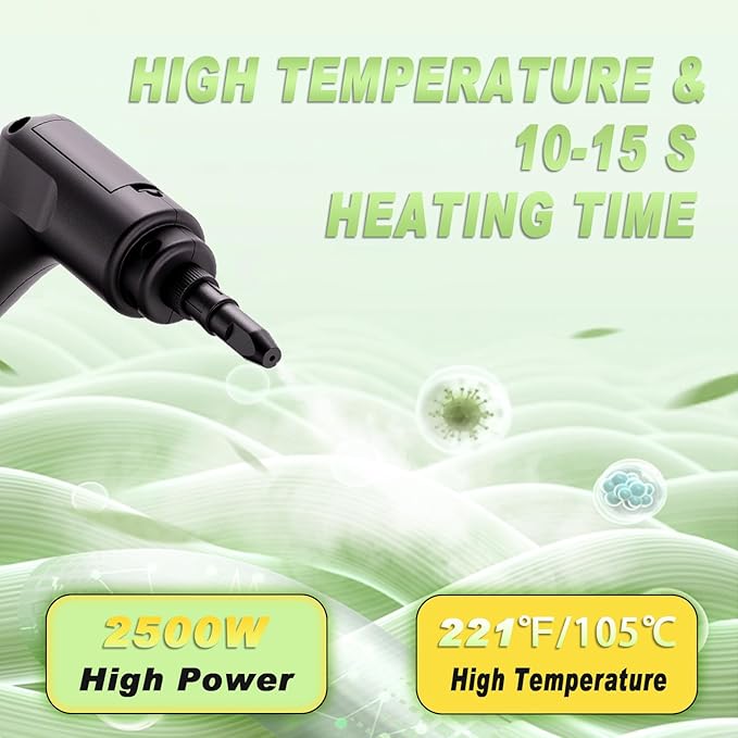 2500W Handheld Steam Cleaner,Portable Car Steamer For Auto Detailing,High-Temperature and Pressure Steam Cleaner For Home, Steam Cleaning Machine for Furniture,Kitchen,Grout,Floor,Tile (09-Green)