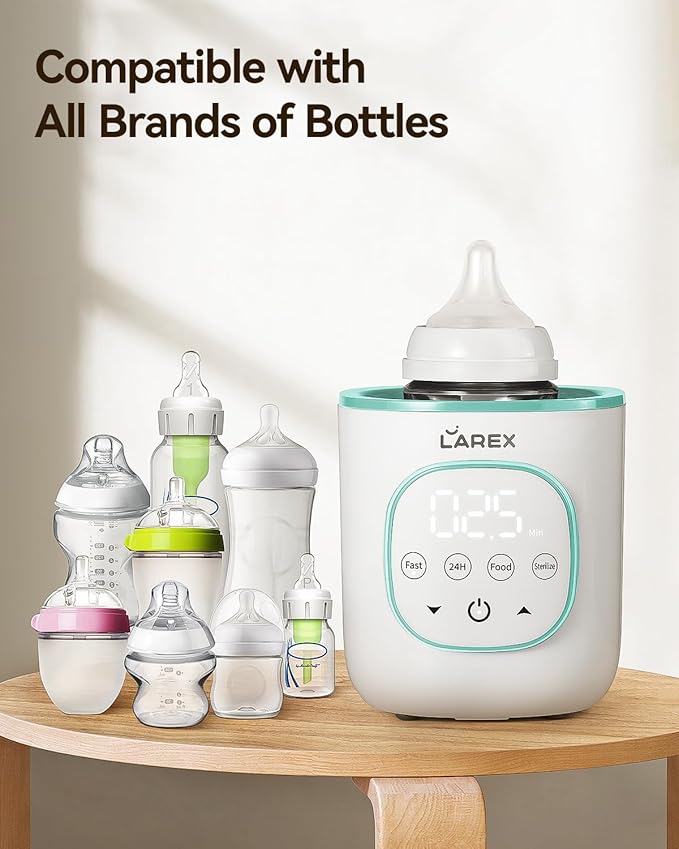 LAREX Bottle Warmer, Fast Baby Bottle Warmer for Breastmilk and Formula, with Timer and Accurate Temp Control, 8-in-1 Baby Milk Warmer BPA Free with Digital Display, Bottle Warmers for All Bottles