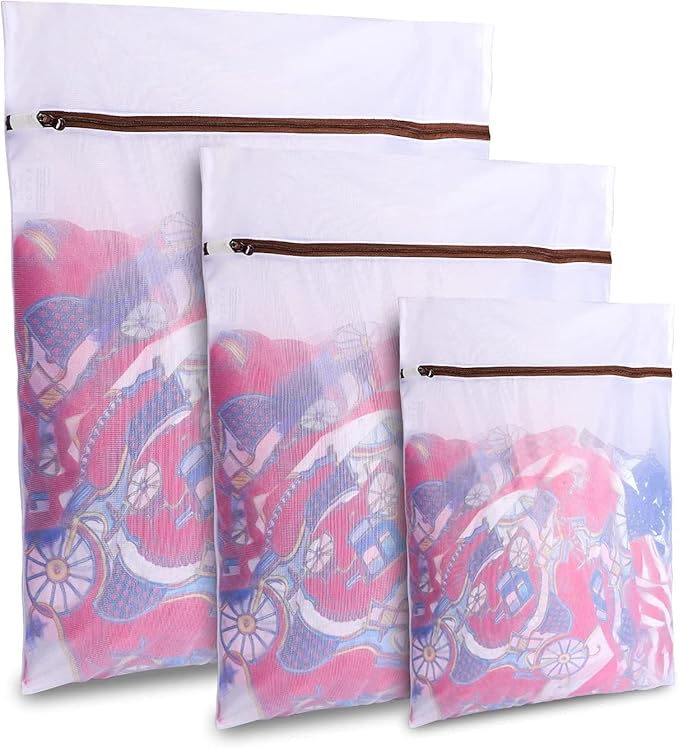GOGOODA 3 PCS Laundry Mesh Bags Delicates Wash Bags for Lingerie Stockings (1 Large 16 x 20 Inches, 1 Medium 12 x 16 Inches, 1 Small 8 x 12 Inches)