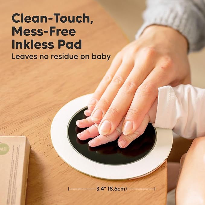 2-Pack Round Inkless Baby Hand and Footprint Kit - Mess Free Ink Pad for Newborn Keepsake, Dog Nose & Paw Print Kit, Clean Touch Ink Pad for Baby Hand & Footprints,Ideal New Mom Gifts (Jet Black)