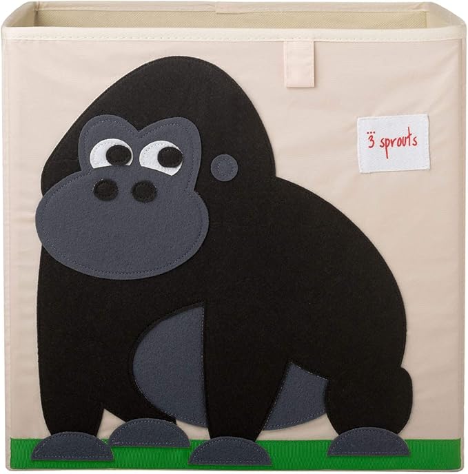 3 Sprouts Toy Storage Organizer: Toy Box Cube Organizer for Playroom, Nursery - Foldable Storage Bin - Gorilla