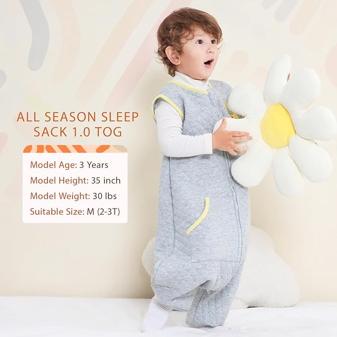 Baby Toddler Sleep Sack with Feet 2.5 TOG Winter, Wearable Blanket with Legs, Toddler Sleeping Sack Long Sleeve (Giraffe, 3T-5T)