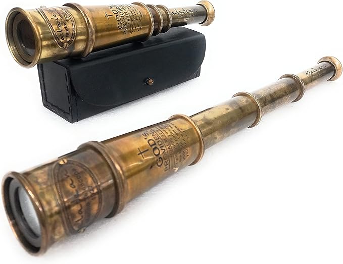 ALADEAN Vintage Spyglass Telescope Engraved PSALM 32:8 - Find Best Pathway - Inspirational Gifts Meaningful Gift Gadget Functional 16" Brass Spyglass with Brilliant Magnification in Gift Box