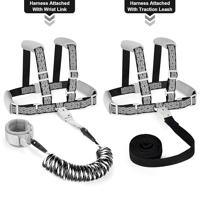 Accmor Toddler Harness Leash, Reflective Kid Harness with Anti Lost Wrist Link, Child Walking Harness Kids Leash Wristband Belt with Lock for Baby Boys Girls to Outdoor Travel