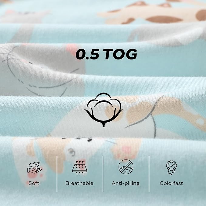 JELLYMONI Baby Sleep Sack 6-12 Months Wearable Blanket for Baby, 100% Cotton 2 Pack Infant Toddler Sleeping Sack Lightweight Soft 2-Way Zipper Sleepsack