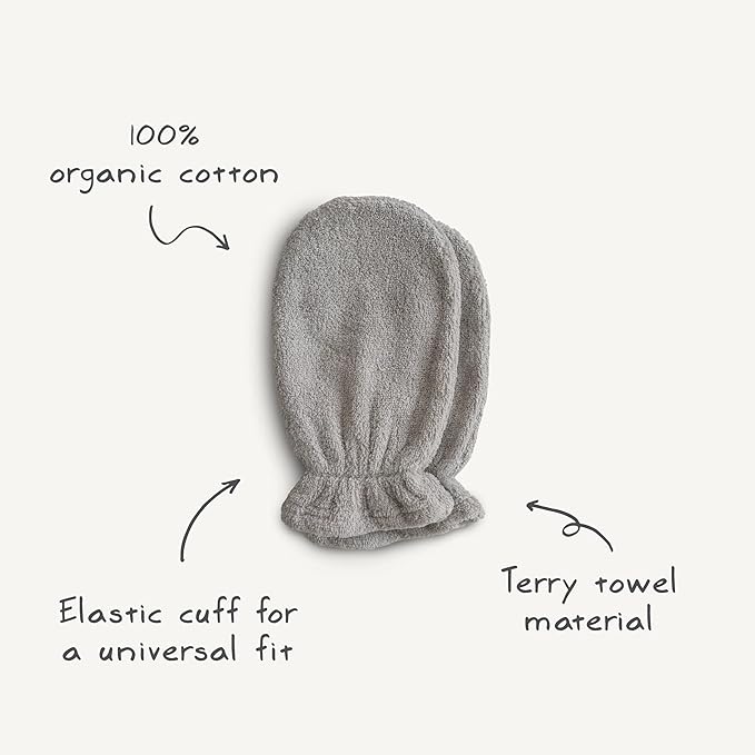 mushie Baby Bath Mitt | Organic Cotton | Pack of 2 (Gray)