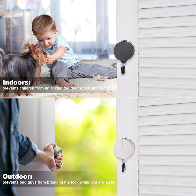 2 Pack Door Knob Lockout Device with Padlock,Temporary Door Handle Lock Cover for Dementia Patients/Child Proof, Outdoor Water Faucet Lock Cover - White