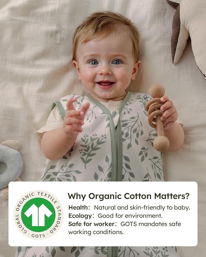 Yoofoss Baby Sleep Sack 6-12 Months Wearable Blanket for Babies 100% Organic Cotton 2-Way Zipper TOG 0.5 Toddler Sleeping Sack 3 Pack, Soft Lightweight Sleep Sacks