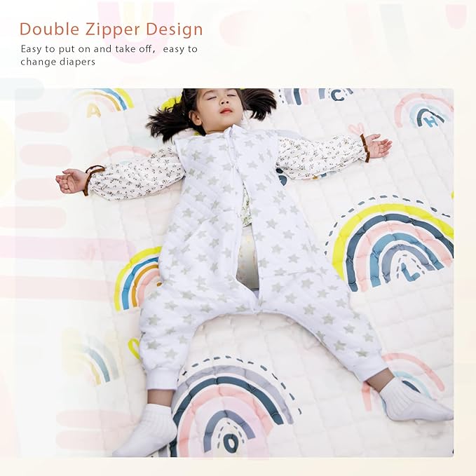Baby Toddler Sleep Sack with Feet 2.5 TOG Winter, Wearable Blanket with Legs, Toddler Sleeping Sack Long Sleeve (Greystar, 3T-5T)