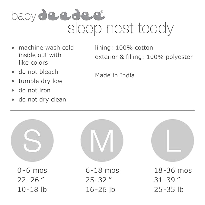 baby deedee Sleep Nest Teddy Sleeping Bag, Ivory, (Medium 6-18 Months)