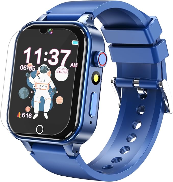 Goodatech Smart Watch for Kids 4-12 Years Boys Girls, 26 Puzzle Games,Camera,Video Music Player,Pedometer,Flashlight,Alarm Clock, Learning Education Toys Gifts (Blue)