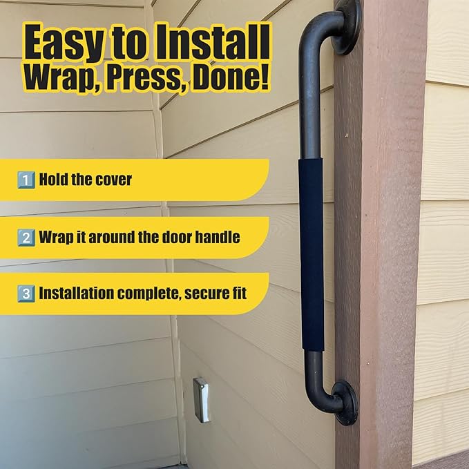 5PCS Commercial Door Handle Covers - Heat-Resistant Neoprene Sleeves with Hook & Loop Closure, Universal Fit for Business/Office/Store Doors