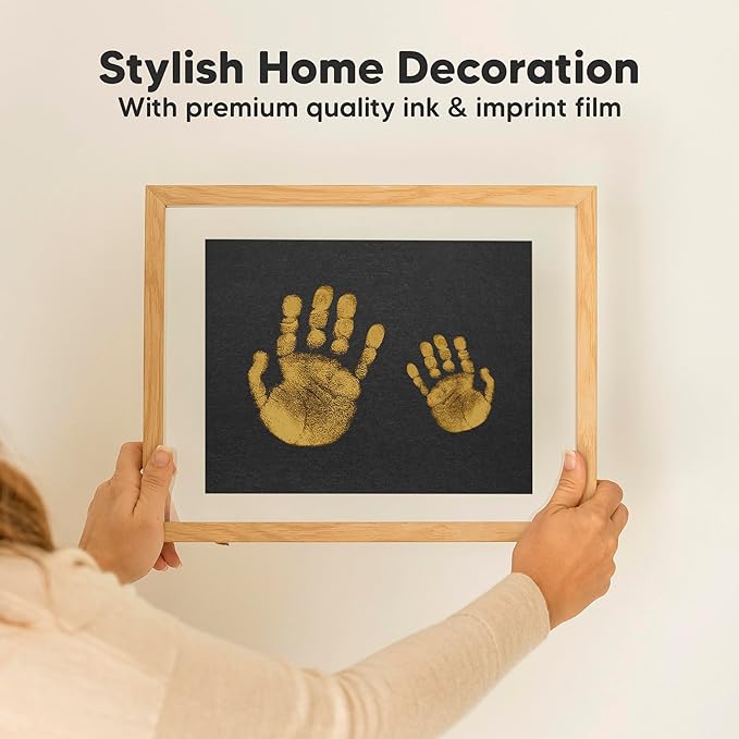 1-Pack Inkless Baby Hand and Footprint Kit - Mess Free Ink Pad for Newborn Keepsake, Dog Nose & Paw Print Kit, Clean Touch Ink Pad for Baby Hand & Footprints, Ideal New Mom Gifts (Gold, Jumbo)