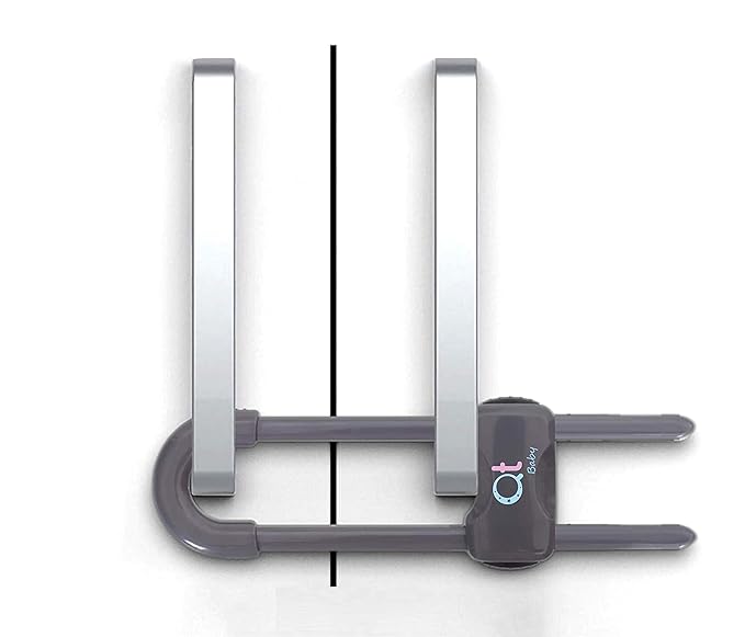 20 Pack - Baby Proofing Cabinet Locks Adjustable U Shaped Baby Safety Latches for Drawers, Fridge, Closet Modern Baby Proofing Cabinet Lock with Extra Secure Lock Buttons (Thunder Grey)