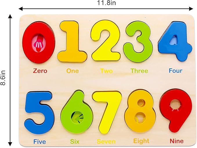 Aile Wooden Preschool Learning Number Puzzles Toys for Kids Age 2-4， Educational Toys