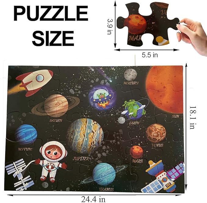 Jumbo Floor Puzzle for Kids, Large Jigsaw Puzzles 35 Piece for Kids Ages 3-5,Preschool Learning & Education Toys, Gifts for 4-8 Year Old Boys and Girls (Solar System Planet)