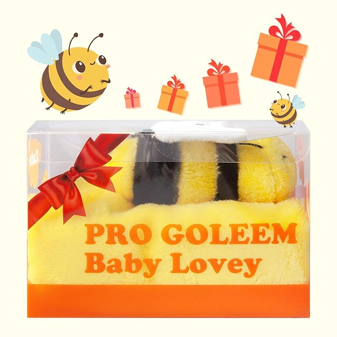 Pro Goleem Bee Loveys for Babies Soft Security Blanket Baby Snuggle Toy Stuffed Animal Blanket Unisex Lovie Baby Gifts for Infant and Toddler Yellow 12 Inch