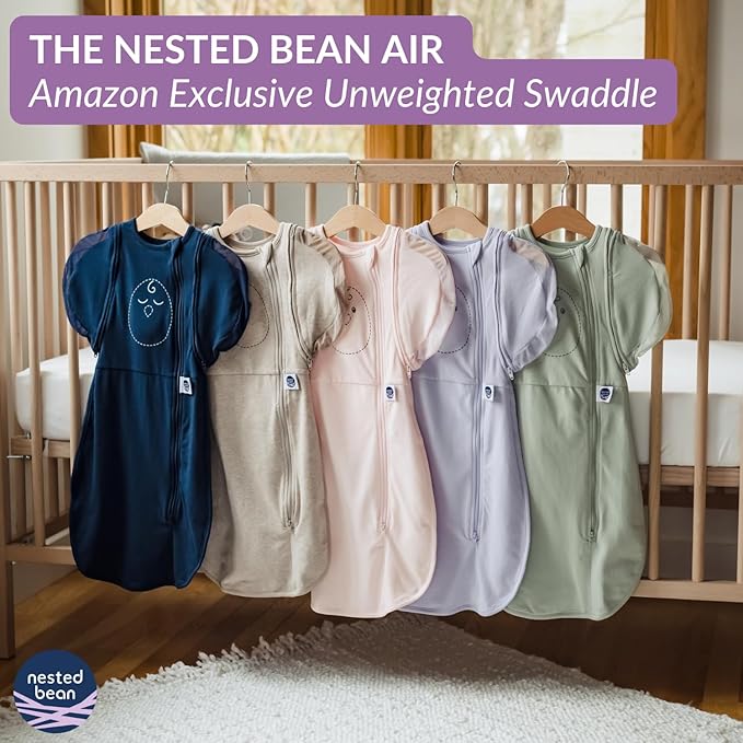 Nested Bean Air 6-in-1 Adaptable Baby Sleep Sack - Unweighted - Comfort & Safety for Natural Sleep, Preferred Arm Position Reduces Startle Reflex, Better for Baby, NB (7-13lbs) Lavender