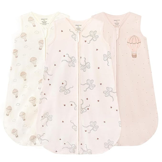 JELLYMONI Baby Sleep Sack 12-18 Months Wearable Blanket for Baby, 100% Cotton 3 Pack Infant Toddler Sleeping Sack Lightweight Soft 2-Way Zipper Sleepsack