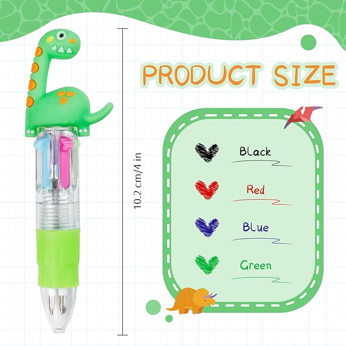 30Pcs Mini Multicolor Pens in One 4-in-1 Cute Pens Bulk for Kids, Ballpoint Pen for Birthdays and Children's Parties, Fun Gifts Assorted Ink Kawaii Pen(Dinosaur)