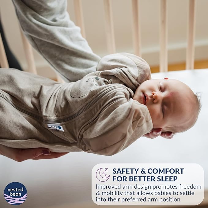 Nested Bean Air 6-in-1 Adaptable Baby Sleep Sack - Unweighted - Comfort & Safety for Natural Sleep, Preferred Arm Position Reduces Startle Reflex, Better for Baby, SM (13-18.5 lbs.) Sage