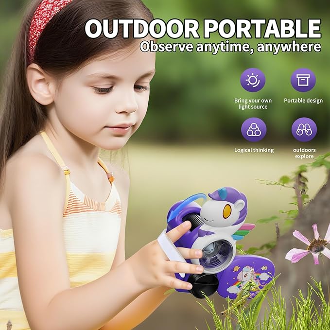 1600X Handheld Microscope for Kids 2" IPS Screen Kit Mini Pocket Digital Microscopes STEM Science with Slides Photo Video Rechargeable Portable Scope Gift for Ages 6-12 (Purple)