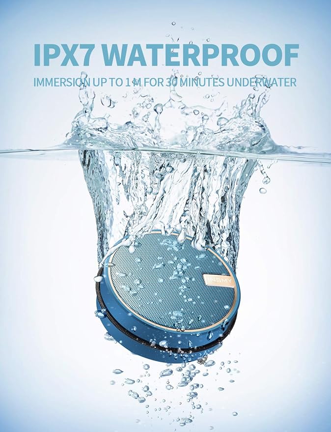 INSMY C12 IPX7 Waterproof Shower Bluetooth Speaker, Portable Small Speaker, Speakers Bluetooth Wireless Loud Clear Sound Support TF CSuard ction Cup for Outdoor Kayak Canoe Beach Gift (Navy)