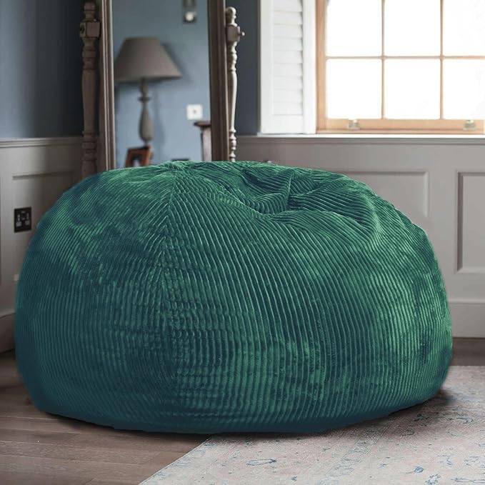 2 Pcs Classic Bean Bag Chair, with Faux Rabbit Fur Cover for Teens and Kids, Memory Foam Bean Bag Chairs, Ultra Soft Faux Fur Fabric, 2.5 feet Round Fluffy Bean Bag Sofa