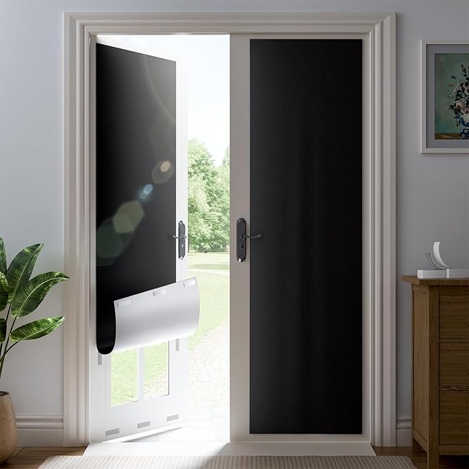 43" W x 72" L 100% Portable Blackout Curtains, Total Darkness No-Drill Black Out Window Cover,Temporary Blackout Shades with Hook & Loop Tape, for Bedroom, Nursery, Dorm, Travel (Black)