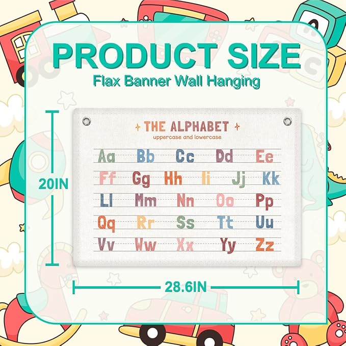 2PCS Numbers 1-20, Number Alphabet Banner Playroom Decor Wall Hanging, Educational Banner Flag, ABC Chart for Toddlers, Wall Flag Nursery Toddler Room Classroom Decor for Room