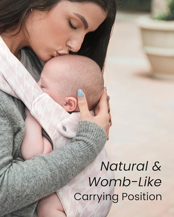 GROWNSY Baby Carrier Newborn to Toddler, Cozy Baby Wraps Carrier, Ergonomic Baby Carrier with Head Support, Tweed Pink