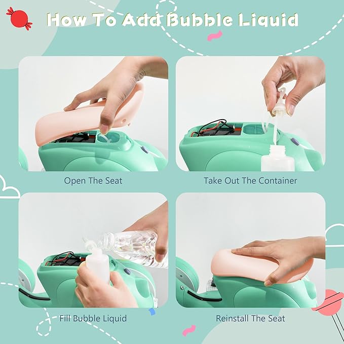 6V Electric Baby Balance Bike with Bubble Machine,4 in 1 Toddler Balance Bike w/Remote for 1 Year Old Boys Girls Kids Bubble Bike Ride on Toys w/Powered Motor,Music,LED Lights (Green&Red)