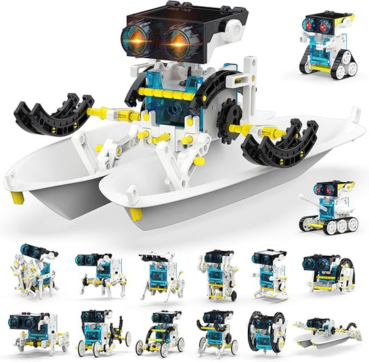 30-in-1 STEM Solar Robot Kit Toys, 243 Pieces Educational Building Science Experiment Kit for Kids Aged 8-12, Birthday Gifts Kids Aged 8 9 10 11 12 13 Years Old(White)