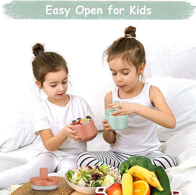 12oz Insulated Vacuum Food Jar with Buckle Lid Wide Mouth Soup Thermo for Hot Food Kids Leakproof Stainless Steel Lunch Container (Mint, 12OZ)