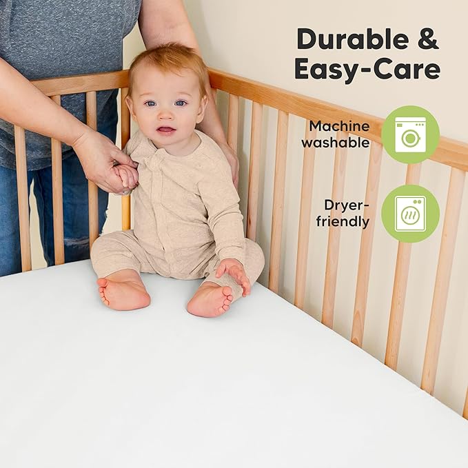 KeaBabies 2-Pack Organic Crib Sheets for Boys, Girls - 52x28 Fitted Crib Mattress Sheet Neutral, Breathable Jersey Cotton Cover for Baby Bed, Toddler Mattress, Soft & Cute Prints (Cloud)