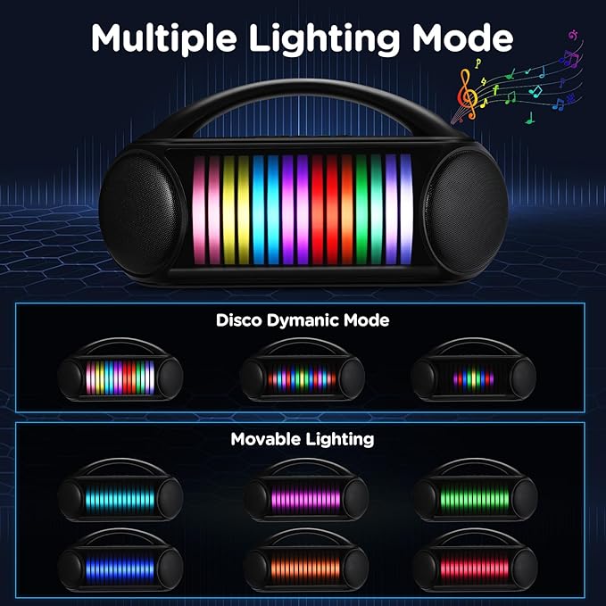 Karaoke Machine Portable Bluetooth Speaker with 2 Wireless Microphones Rechargeable Karaoke Machine for Kid and Adult Party PA Speaker Multiple LED Light Mode Support TWS/Radio/AUX/REC