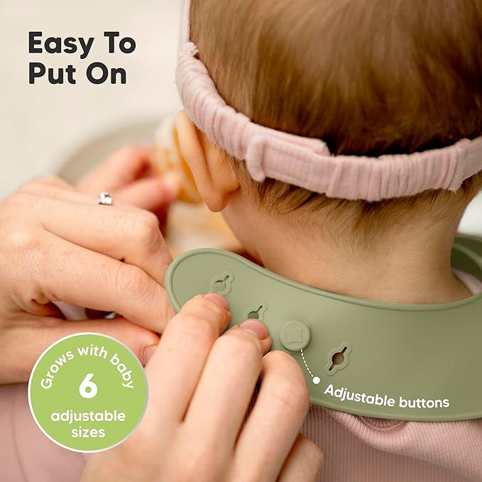 KeaBabies 2-Pack Silicone Baby Bibs for Eating - Sturdy Food-Grade Silicone Bibs for Babies Girl, Boy, Large Food Catcher, Clean & Put On Easily, Waterproof Toddler Feeding Essentials (Harvest)