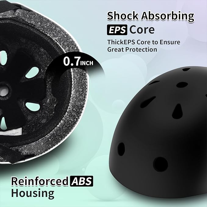 Adjustable Kids Bike Helmet with Knee & Elbow Pads Set, Color Gradient Design for Boys and Girls Aged 3-14+, for Skateboarding, Scooter, Roller & Inline Skating, Longboard