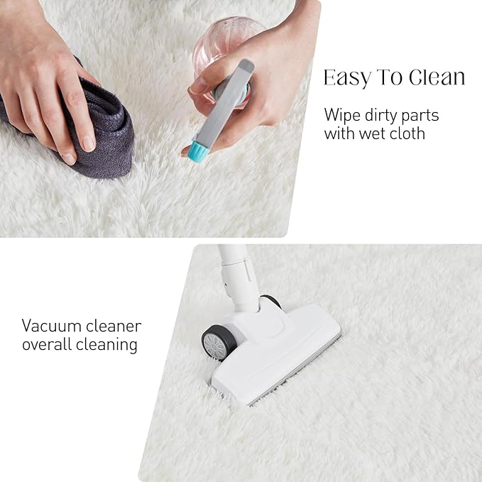 6x9 White Area Rugs for Living Room, Fluffy Shaggy Rug for Bedroom, Anti-Skid High Pile Indoor Carpet for Nursery, Kids Room, Bedside, Home Decor