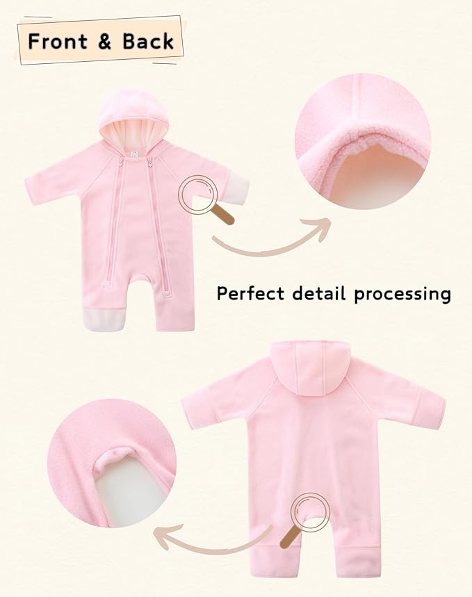 Newborn Baby Fleece Jumpsuit Girls Boys Winter Hooded Coverall Romper Cute Baby Snowsuit Clothes