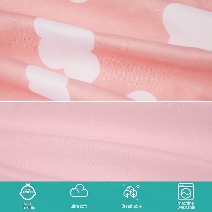 4-Pack Fitted Pack and Play Sheets for Boys and Girls - Breathable, Soft Microfiber Baby Sheets in Grey and Pink