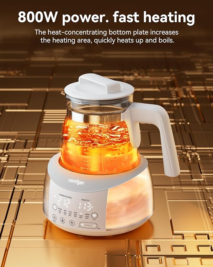Bottle Warmer comfyer, Baby Bottle Warmer with Night Light & Faster Cooling Fan, Instantly Water Warmer, Tea Kettle Electric with 6 Temperature Control Presets, Feed Baby More Easier and Healthier