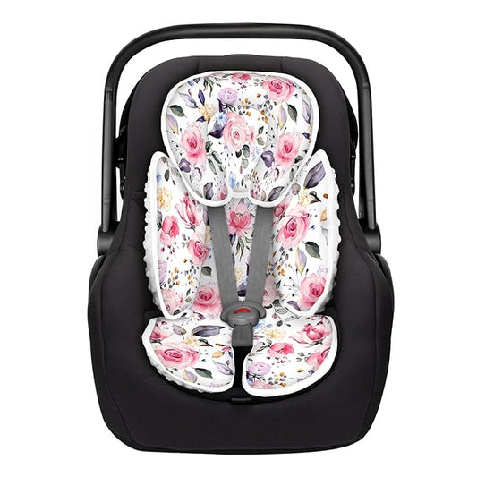Infant Car Seat Insert, 2-in-1 Reversible Baby Carseat Head Support for Newborn, Soft Carseat Insert Cushion for Baby Girls, Adjustable Baby Headrest for Strollers