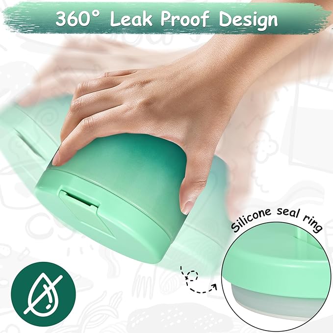 12oz Insulated Vacuum Food Jar with Buckle Lid Wide Mouth Soup Thermo for Hot Food Kids Leakproof Stainless Steel Lunch Container (Gradient Green, 12OZ)